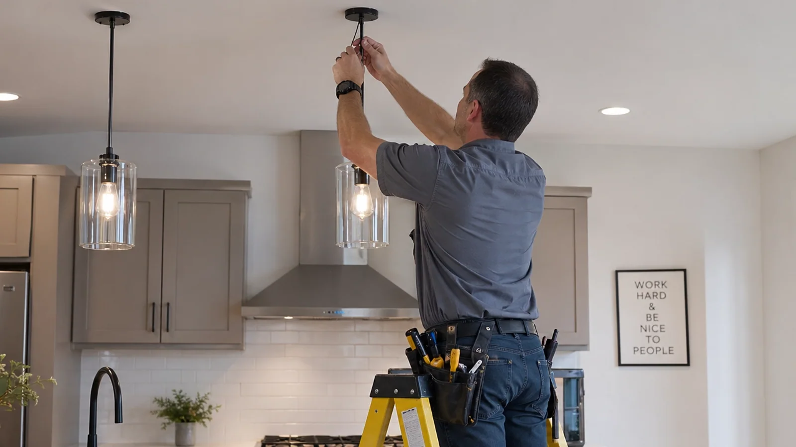 Light fixture with flickering bulbs, illustrating common electrical issues in homes