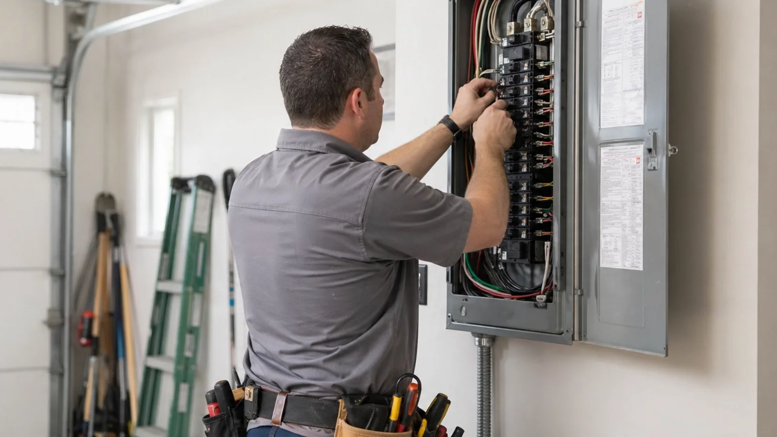Residential electrical panel and breaker work in a Puyallup-area home